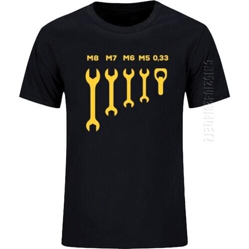 NEW Men T Shirt Cotton Funny T-Shirts Wrench Jaw Spanner Beer Car Mechanic Tshirt Oversized O Neck Top Clothing