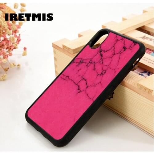 Iretmis 5 5S SE 6 6S Soft TPU Silicone Rubber phone case cover for iPhone 7 8 plus X Xs 11 Pro Max XR Pink Marble