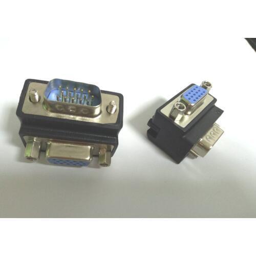 1000pcs Down Right Angled 90 Degree VGA SVGA Male To VGA 15Pin Female Monitor connectors New