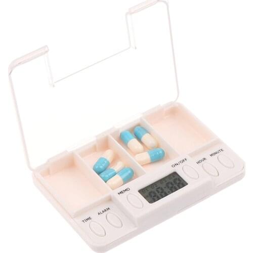 4 Grid Pill Box Electronic Timing Reminder Medicine Storage Box Medicine Boxes Alarm Timer Pills Organizer Pill Drug Container