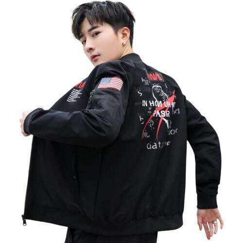 Bomber Jacket Men Spring Autumn Thin Casual Print Embroidery Fashion Stand Collar Baseball Jacket Polit Coat Plus Size 5XL