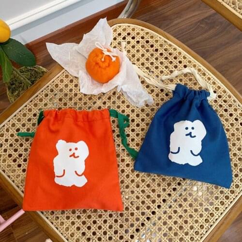 Storage Pouch Multi-purpose Bear Print Multi-color Drawstring Storage Gift Wrapping Bags for Outdoor Women Cosmetic Bag