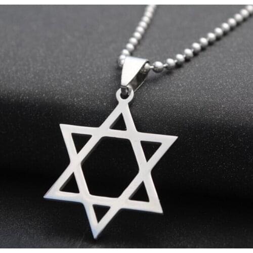 Trendy Stainless Steel Jewish Star of David Charm Pendant Necklace For Men Women Wholesale Jewelry