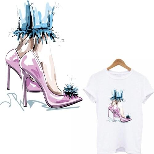 Fashion Applique Patches For Clothing High Heels Thermo Stickers On Clothes Patches Stickers Heat Transfer For Clothes Stripe