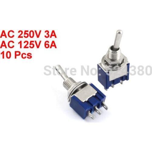 MTS-103 SPDT Toggle Switch 1P2T ON-OFF- ON 3 Three Position 3 Pins 250V / 3A 125 V / 6A AC Discount x 10 Pcs / Lot