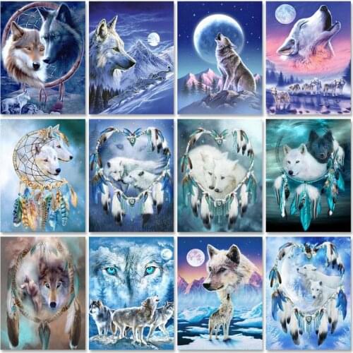 SDOYUNO 60x75cm Paint By Numbers Wolf DIY Acrylic Painting By Numbers On Canvas Animals Pictures Dreamcatcher Home Decor