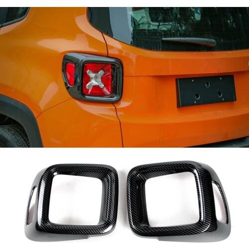 Carbon Fiber ABS Car Tail Light Cover Guard Rear Lamp Frame Decoration Trim for 2016 2017 2018 Jeep Renegade (1Pair)