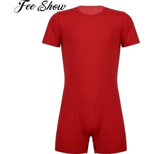 New Men Solid Short Sleeve Jumpsuit Breathable Summer Sports Exercise Running Bodysuit Casual Invisible Zipper One-piece Rompers