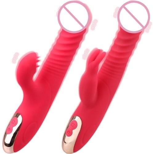 G-spot Massage Clitoris Stimulator Dildo Vibrator Heating Tongue Licking Telescopic Rabbit Vibrator Rotation Beads Sex Toy for W