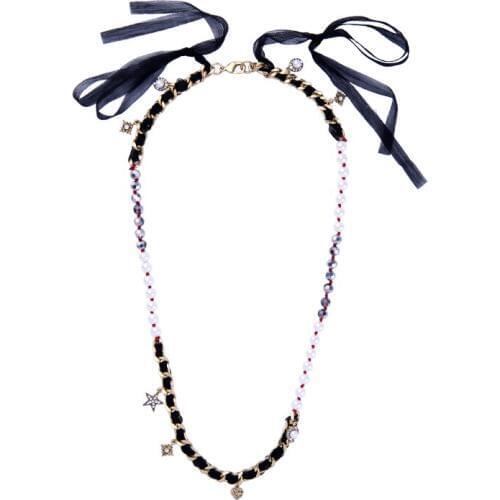 Bulk Price Bohemia Ribbon Acrylic Crystal Necklaces & Pendants 2017 Ethnic Long Chain Necklace For Women Indian Jewelry