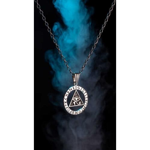 Egyptian Eye of Horus Necklace 925 Sterling Silver Pendant Mens Necklace Egyptian Pyramid Necklace Silver Chain Necklace