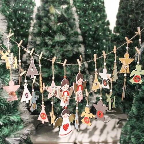 1 Set Hanging Ornaments Natural Eye-catching Wood Xmas Tree Advent Calendar Labels Decor for Home