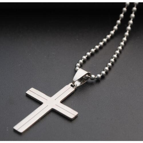 RONGQING 10pcs/lot cosplay Cross Men Necklace Stainless Steel Jewelry for Men Gift Titanium steel 2018 Prayer Jewelry Necklace
