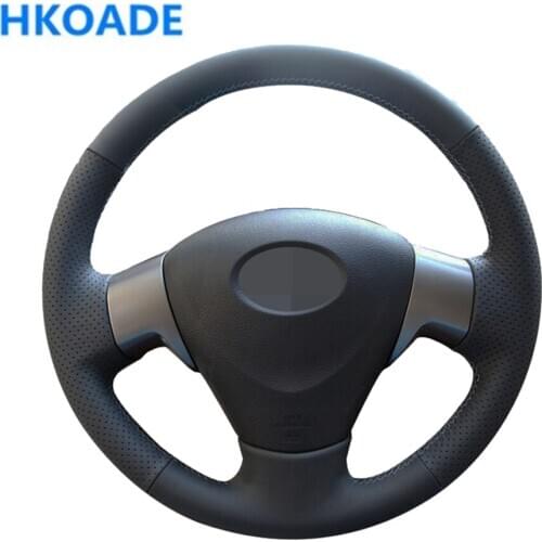 DIY Hand-stitched Black Artificial Leather Car Steering Wheel Cover For Toyota Corolla 2006-2010 Matrix 2009 Auris 2007-2009