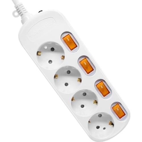 Power Strip 4 Mains Outlets with Switch Surge Protection 1.5/2.5Meters