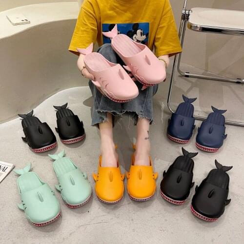 Women Shark Slippers Open Toe Bear Slides Non-slip Indoor Bathroom Flip Flops Men Outside Summer Beach Sandals Zapatos Hombre