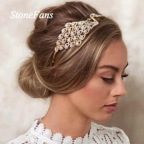 Stonefans Baroque Queen King Crystal Crown Peacock Tiara for Women Handmade Bridal Crown Wedding Headband Hair Accessories Gift