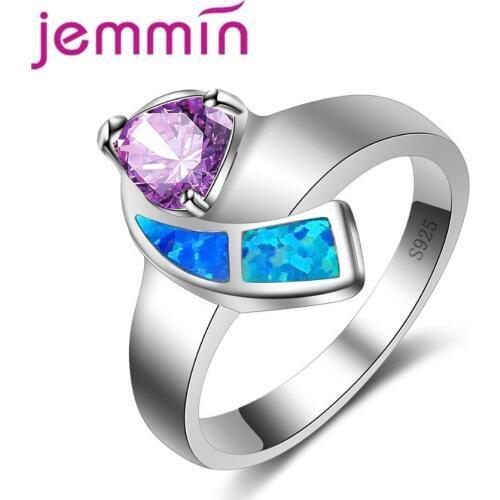 Gorgeous Blue Opal Rings For Women New Arrival Wholesale Jewelry for Party Charm Engagement Ring