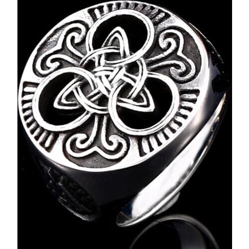 Stainless Steel Vikings Celtic Knot Signet Biker Ring