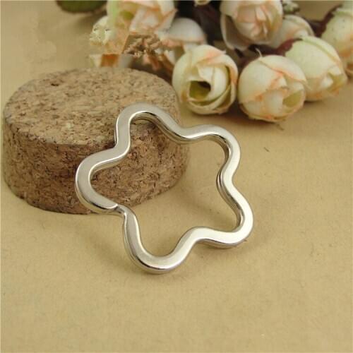 10pcs/lot 35mm Flower Shape Keychain Circle Keyring Findings Fit DIY Keychain Rings Circles Accessories