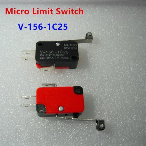 10Pcs High-quality Roller Lever Arm SPDT NO/NC Momentary Micro Switches V-156-1C25 for cnc router Micro Limit Switch