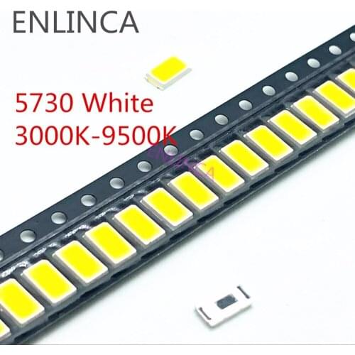100Pcs 5730-CW WW 0.5W-150Ma 50-55lm White Light 3000K 4000K 6000K 95000K SMD 5730 5630 LED 5730 diodes 3.2 - 3.4V