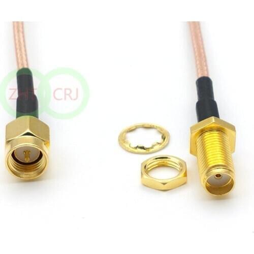 100PCS SMA female nut bulkhead to SMA male straight RG316 cable 15cm New