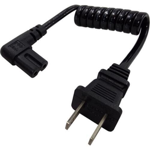 JP US NEMA 1-15P 2PIN Plug To IEC320 C7 AC Short Portable Cord 2 Prong C7 Angled 20cm PU Spring Power cable 10-30cm Retractable