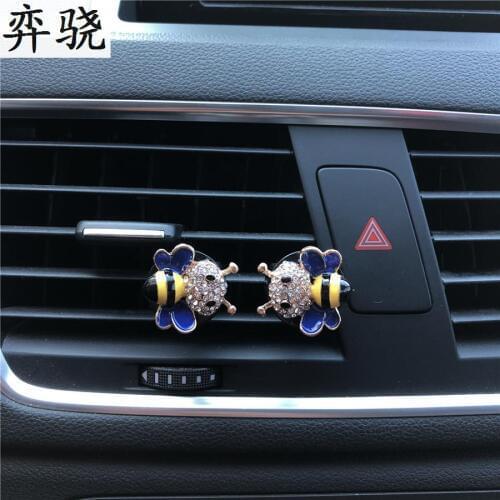 2 pcs Exquisite metal bee car Perfume clip lady Cartoon car styling Air Conditioning decoration Air Freshener Perfume Ornament