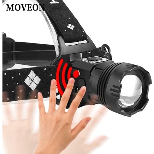 2021 XHP100 9-Core High Powerful Sensor Headlamp Flashlight Head Torch LED XHP USB 18650 Rechargeable Fishing Lantern Light