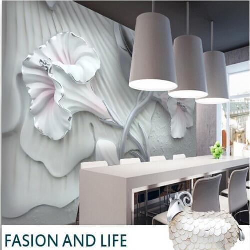 Beibehang papel de parede Custom 3D stereo anti lily wallpaper mural for living room dining room TV backdrop 3D wallpaper vinyl
