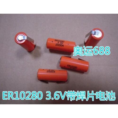 5PCS Original ER10280 3.6V 2/3AAA industrial control PLC lithium battery ER10/28 3.6V battery with soldering piece