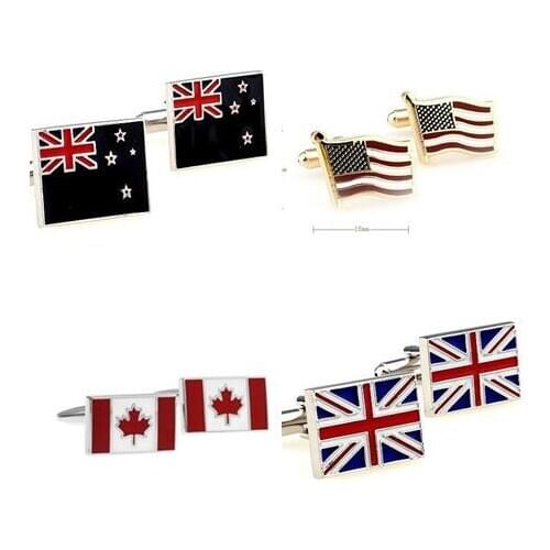 50pairs/lot CUSTOMIZE National Flag Cufflinks Copper Enamel American New Zealand Canadian British United Kingdom Flag Cufflink
