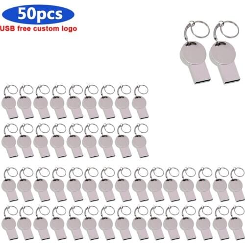 50pcs/ Free LOGO usb flash drive 128GB 64GB 32GB 16GB 8GB pen drive pendrive waterproof silver u disk memoria cel usb stick gift