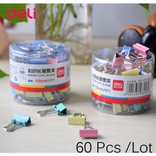 Deli 60 Pcs 15 mm Common mini Cute Binder Clips Metal Cute Paper Stationary Office Material School Supplies Cute Binder Clips