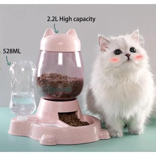 Automatic Pet Cat Dog Feeder Bowls for Dogs Drinking Water Bottle Cats Bowls Slow Food Feeding Water Dispenser Pet Supplies