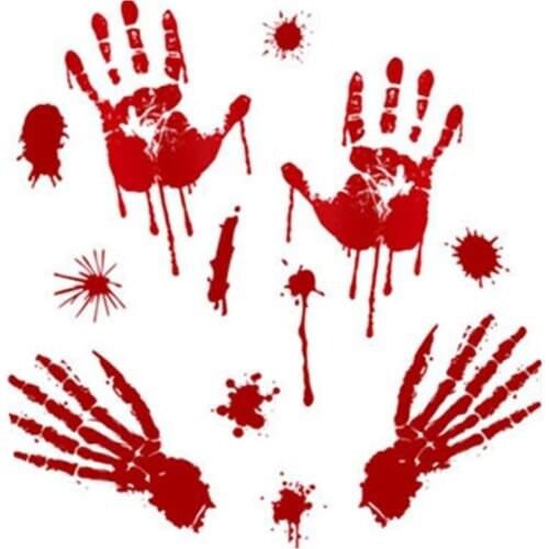 Halloween Decoration Wall Stickers Horror Blood Footprints Handprints for Haunted House Window Glass Door Window Living Room