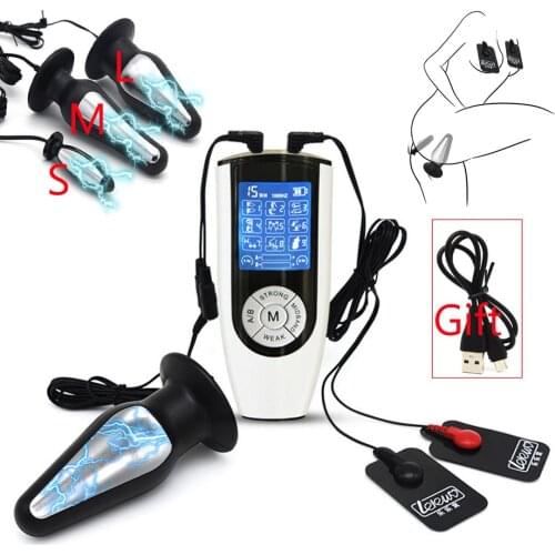 Electric Shock Pulse Anal Vaginal Plug Masturbator Prostate Massage Dildo Big Butt Plug Nipple Pad SM Electro Stimulator Sex Toy