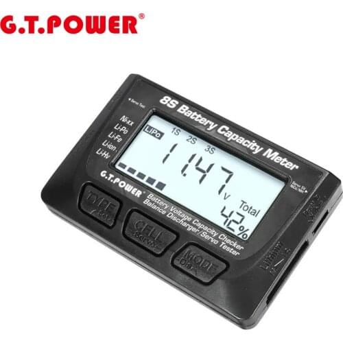 G.T.POWER 8S Battery Voltage Capacity Checker Balance Discharger Servo Tester for RC Car Aircraft Drone Model Part Tool