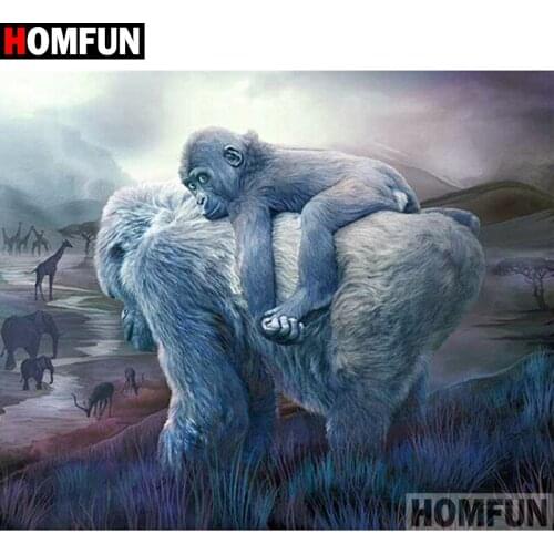 HOMFUN Full Square/Round Drill 5D DIY Diamond Painting "orangutan" Embroidery Cross Stitch 5D Home Decor A16266