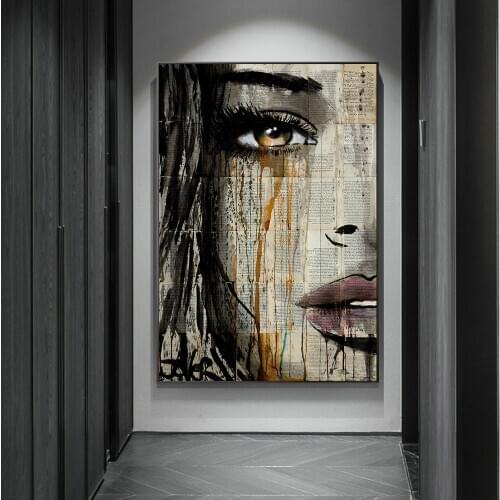 Graffiti Woman Face Canvas Painting Figure Printed Poster and Prints Wall Pictures For Woman Face Living Room Home Decorations