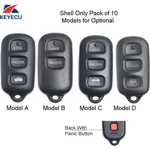 KEYECU 10Pcs Replacement Remote Car Key Shell Case Fob for Toyota Sequoia 4Runner Sequoia Matrix 4 Models for Optional