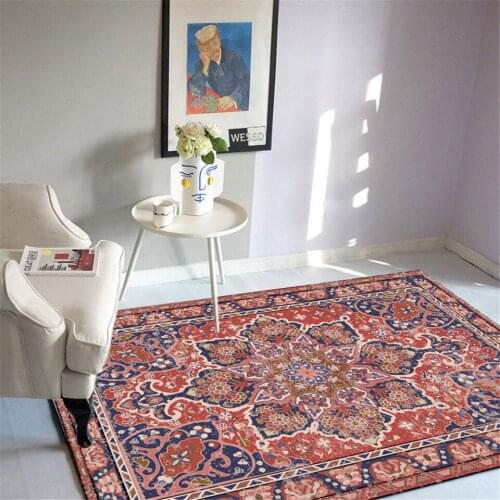 Ethnic Style Retro Carpet Red For Living Room Persian Turkish Vintage Style Flower Print Rug Bedroom Decoration Bedside Mat