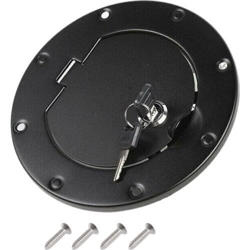 Car Locking Fuel Filler Door Gas Tank Cap Cover Fit For Jeep Wrangler TJ 2/4 Door 1997-2003 2004 2005 2006 Black Aluminum Alloy