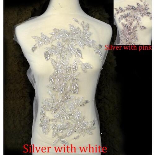 La Belleza Super High-grade imitation large Rhinestone patch handmade embroidery wedding dress applique accessories 47X26cm