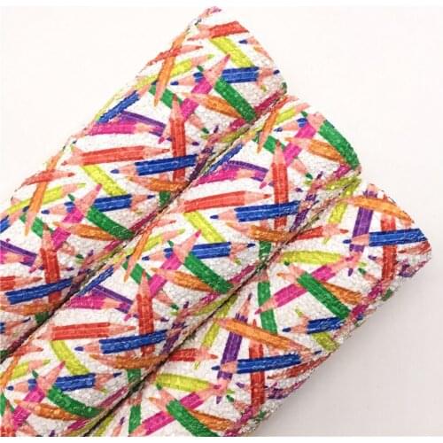 LEOsyntheticoDIY Colorful Pens Chunky Glitter Vinyl Fabric Sheet Felt Backing Synthetic Leather Faux Vinil DIY A4 SIZE R081B