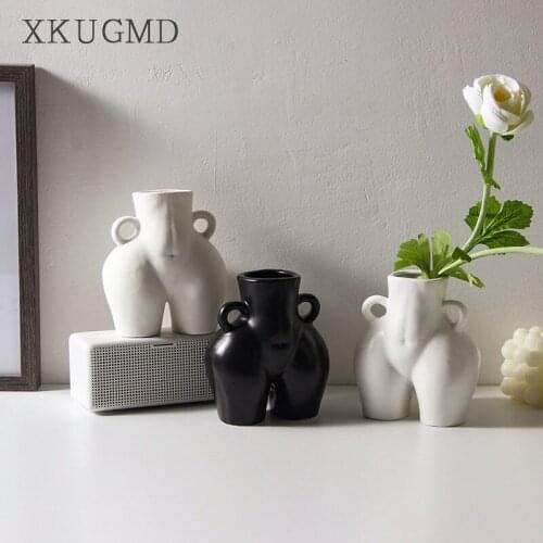Hot Sale Nordic Human Body Ceramics Vases Ornaments Office Dining Table Flower Arrangement Container Home Decoration Accessories