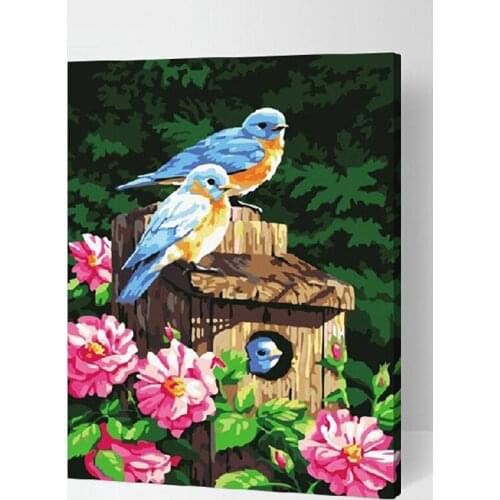 MaHuaf-X189 Digital Oil Painting On Canvas hand painted gift set of birds return 40x50 framed wall Pictures Painting By Numbers