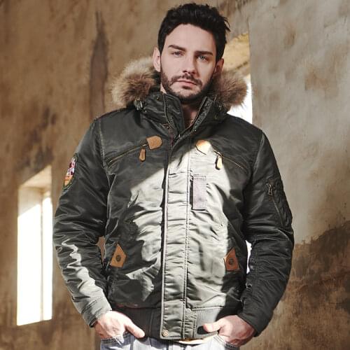 MGP mens winter warm jacket with natural fur hood