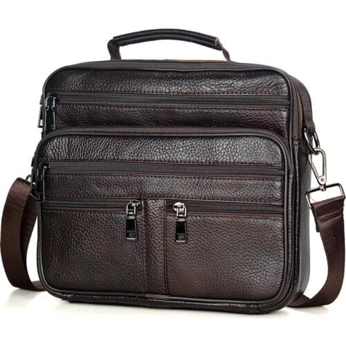 New Arrival Men Shoulder Bag Mens Genuine Leather Messenger Bag Boy Coffee Middle Size Handbags Tote Natural Skin Men Briefcase